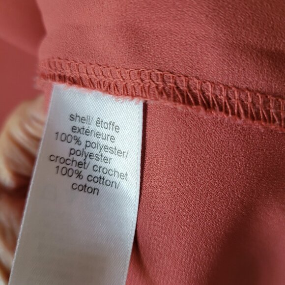 Maurice's Blouse Crocheted 3/4 sleeves Mauve Large Hi-Low Hem flowy - Picture 8 of 10